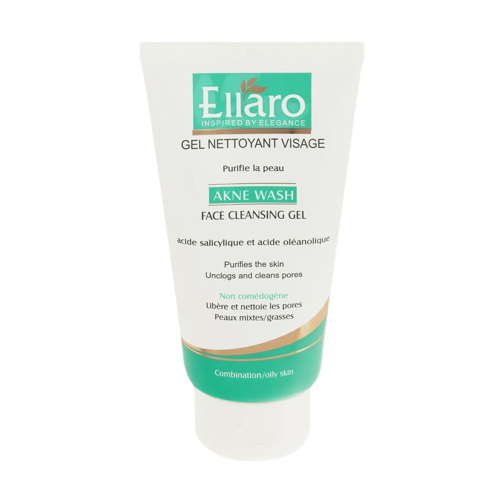 ژل شستشوی صورت الارو (Ellaro) مدل Akne Wash حجم 150 میلی‌ لیتر